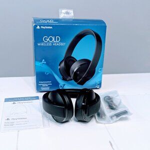 New PlayStation 4 Gold Wireless Headset Black 7.1 Virtual Surround Sound PS4